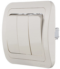 Выключатель Makel Mimoza трехклавишный встраиваемый бежевый (25091) - фото 3