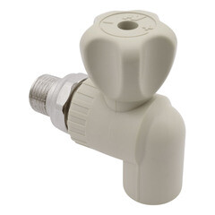 Кран для радиатора угловой PPR 25х3/4" наружная резьба, серый 15536