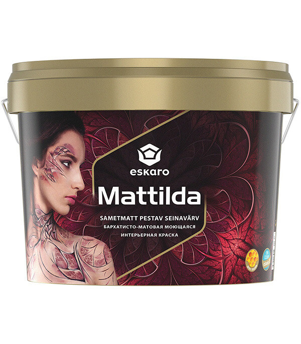 Изображение товара Моющаяся акриловая краска Eskaro Mattilda база А белая 9,5 л для внутренних помещений