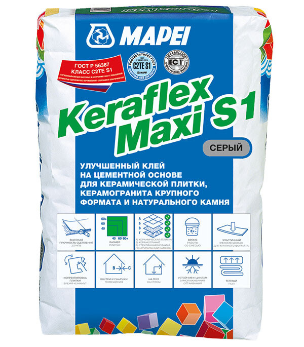 Изображение товара Клей для плитки Mapei Keraflex Maxi S1 серый 25 кг