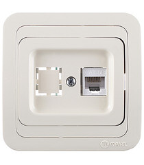 Розетка компьютерная Makel Mimoza встраиваемая бежевая RJ45 (25035) - фото 1