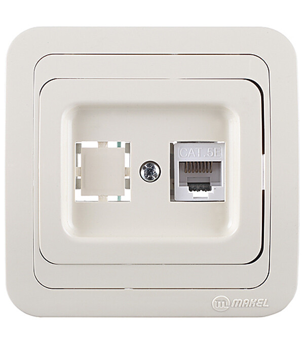 Изображение товара Розетка компьютерная встраиваемая RJ45 Mimoza бежевый Makel