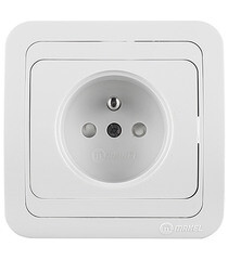 Розетка Makel Mimoza встраиваемая белая UPS со шторками (12053) - фото 1