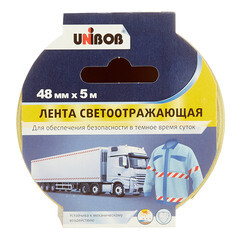 Лента сигнальная светоотражающая Unibob красно-белая 48 мм 5 м - фото 2