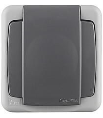 Изображение товара Розетка Makel накладная серая с крышкой (36064099)