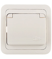 Розетка Makel Mimoza встраиваемая бежевая со шторками с крышкой (25009) - фото 1