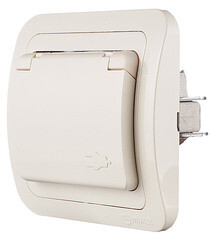 Розетка Makel Mimoza встраиваемая бежевая со шторками с крышкой (25009) - фото 3