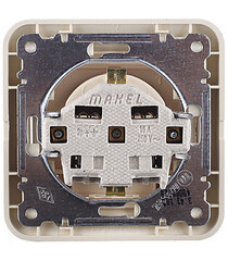 Розетка Makel Mimoza встраиваемая бежевая со шторками с крышкой (25009) - фото 2