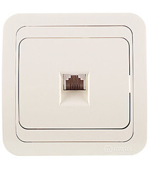 Розетка телефонная Makel Mimoza встраиваемая бежевая RJ11 (25014) - фото 1