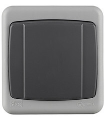 Выключатель Makel одноклавишный накладной серый с быстрозажимными контактами (36064101) - фото 1