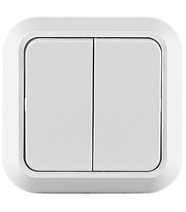 Выключатель Makel Siva Ustu двухклавишный накладной белый (45103) - фото 1