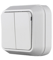 Выключатель Makel Siva Ustu двухклавишный накладной белый (45103) - фото 3