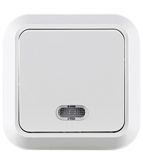 Выключатель Makel Siva Ustu одноклавишный накладной белый с подсветкой (45121) - фото 1