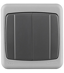 Выключатель Makel двухклавишный накладной серый (36064003) - фото 1