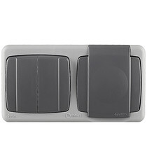 Изображение товара Блок выключатель и розетка Makel Mimoza двухклавишный накладной серый (36064203)