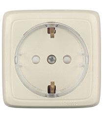 Изображение товара Розетка Hegel Alfa накладная слоновая кость тонкая со шторками (РА16-174-01)