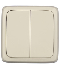Выключатель Hegel Alfa двухклавишный накладной слоновая кость (ВА10-153-01) - фото 1