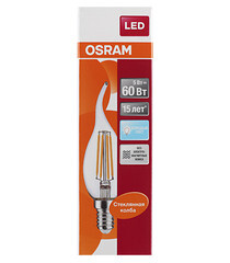 Лампа светодиодная филаментная Osram E14 4000К 5 Вт 600 Лм 220-230 В свеча на ветру прозрачная - фото 4