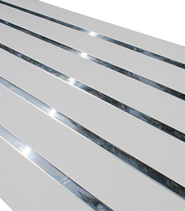 Изображение товара Реечный потолок Албес 1,7х1,7 м 100AS белый жемчуг хром в ванную комнату