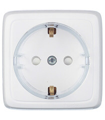 Изображение товара Розетка Hegel Alfa накладная белая тонкая со шторками (РА16-174)