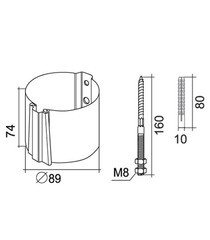 Кронштейн хомут труб Grand Line металлический на кирпичную стену d90 мм темно-коричневый RR 32 с крепежом - фото 2