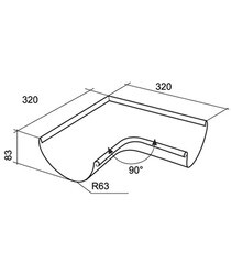 Угол желоба Grand Line металлический внутренний d125 мм 90° темно-коричневый RR 32 - фото 3