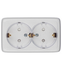 Розетка Hegel Alfa накладная белая тонкая со шторками (РА16-184) - фото 1