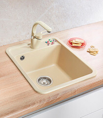 Мойка для кухни Granula Standard 50х42х19 см врезная кварц бежевая - фото 5