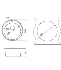 Мойка для кухни Granula Standart d48х19 см врезная кварц черная - фото 3