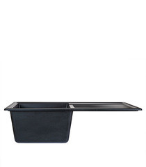 Мойка для кухни Granula Standart 76х50х20 см врезная с крылом кварц черная - фото 5