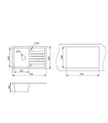 Мойка для кухни Granula Standart 76х50х20 см врезная с крылом кварц черная - фото 6