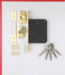 Замок врезной Palladium 0189-4MF PB универсальный латунь 5 ключей - фото 4