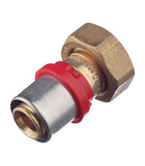 Соединитель прямой Tiemme с накидной гайкой под евроконус 20(пресс) х 3/4 ВР(г) - фото 1