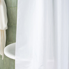 Штора для ванны Wess Outlook 2400х2000 мм полиэстер белая/черная (T685-1) - фото 3