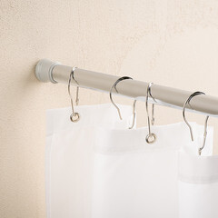 Карниз для ванной 140-260 см телескопический прямой сталь хром/бежевый - фото 4