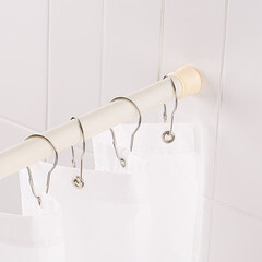 Карниз для ванной 140-260 см телескопический прямой сталь бежевый - фото 3