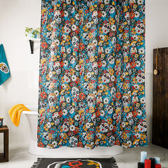 Штора для ванны Moroshka Los Muertos 1800х2000 мм полиэстер красная/синяя (T690-2) - фото 8