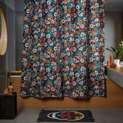 Штора для ванны Moroshka Los Muertos 1800х2000 мм полиэстер красная/синяя (T690-2) - фото 7