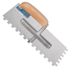 Гладилка зубчатая нержавеющая сталь рукоятка из бука 270х125 мм зуб 10х10 мм