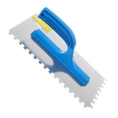 Гладилка зубчатая нержавеющая сталь пластиковая рукоятка 130х270 мм зуб 6х6 мм