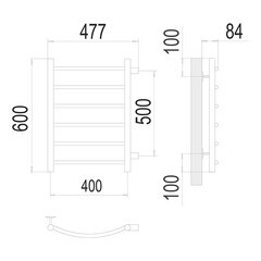 Полотенцесушитель водяной Terminus Классик П6 600х400 мм лесенка с боковым подключением 500 мм хром - фото 2