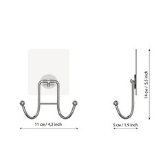 Крючок для ванной Kleber Lite двойной самоклеящийся металл хром (KLE-LT053/8474) - фото 6