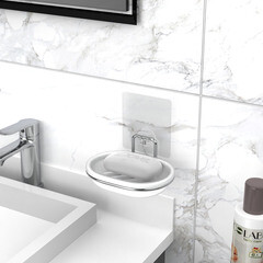 Мыльница для ванной Kleber Lite с держателем металл хром/пластик белая (KLE-LT036/8538) - фото 2