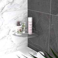 Полка для ванной Kleber Lite угловая 280х205х135 мм металл/силикон хром (KLE-LT035/8584) - фото 2