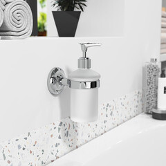 Дозатор для мыла Fora Drop с держателем стекло матовый/металл хром (FOR-DP021) - фото 2