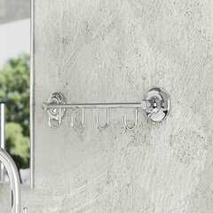 Вешалка для ванной Fora Drop 4 крючка на шуруп металл хром (FOR-DP004) - фото 2