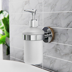 Дозатор для мыла Fora Lord с держателем стекло матовый/нержавеющая сталь хром (FOR-Lord 041CR) - фото 3