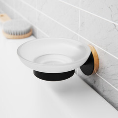 Мыльница для ванной Fora Lord с держателем стекло/сталь черная (FOR-Lord036BL) - фото 2