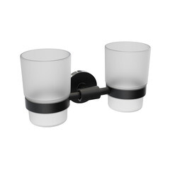 Стакан для ванной Fora Lord с держателем двойной стекло прозрачный/ металл черный (FOR-LORD039BL) - фото 2