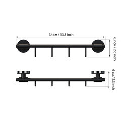 Вешалка для ванной Fora Lord 4 крючка на шуруп металл черный (FOR-LORD004BL) - фото 3